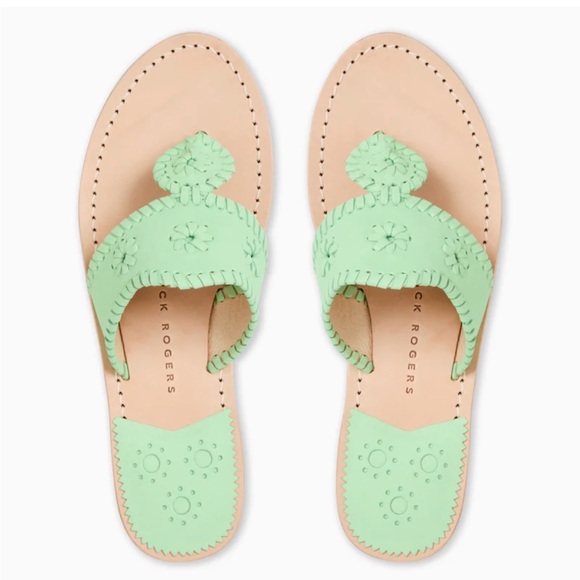 Jack Rogers Shoes - Jack Rogers Pastel Mint Leather Whipstitch Sandals